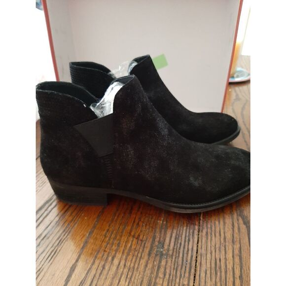 New 9.5W Vaneli Haydee Black Silver Rory Suede Ankle Boots - Picture 8 of 11